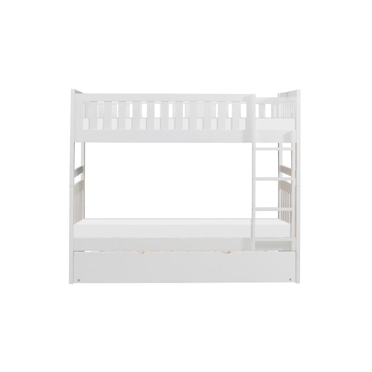 Galen White Modern Transitional Wood And Engineered Wood Twin/twin Bunk Bed With Twin Trundle - Ella Furniture