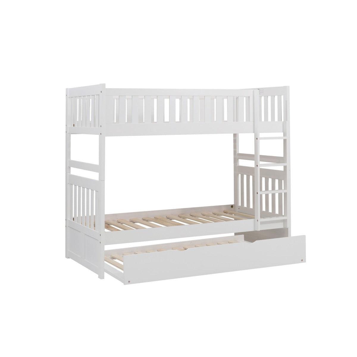 Galen White Modern Transitional Wood And Engineered Wood Twin/twin Bunk Bed With Twin Trundle - Ella Furniture