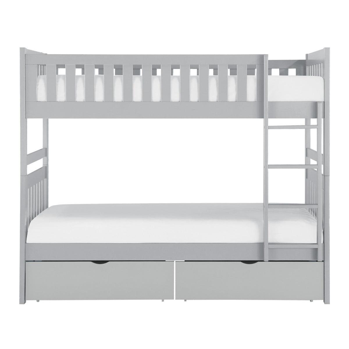 Orion Gray Modern Transitional Wood And Engineered Wood Twin/twin Bunk Bed With Storage Boxes - Ella Furniture