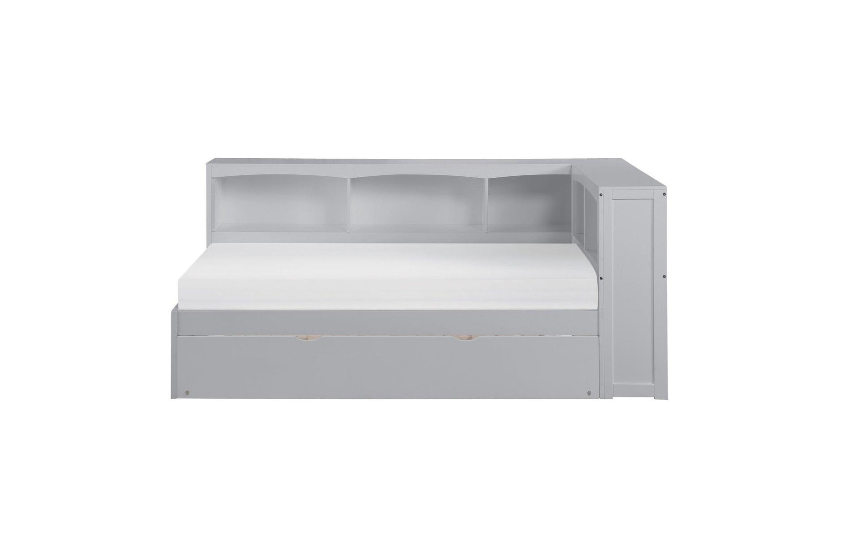 Orion Gray Youth Twin Bed with Corner Bookcase - Close-up of Finish