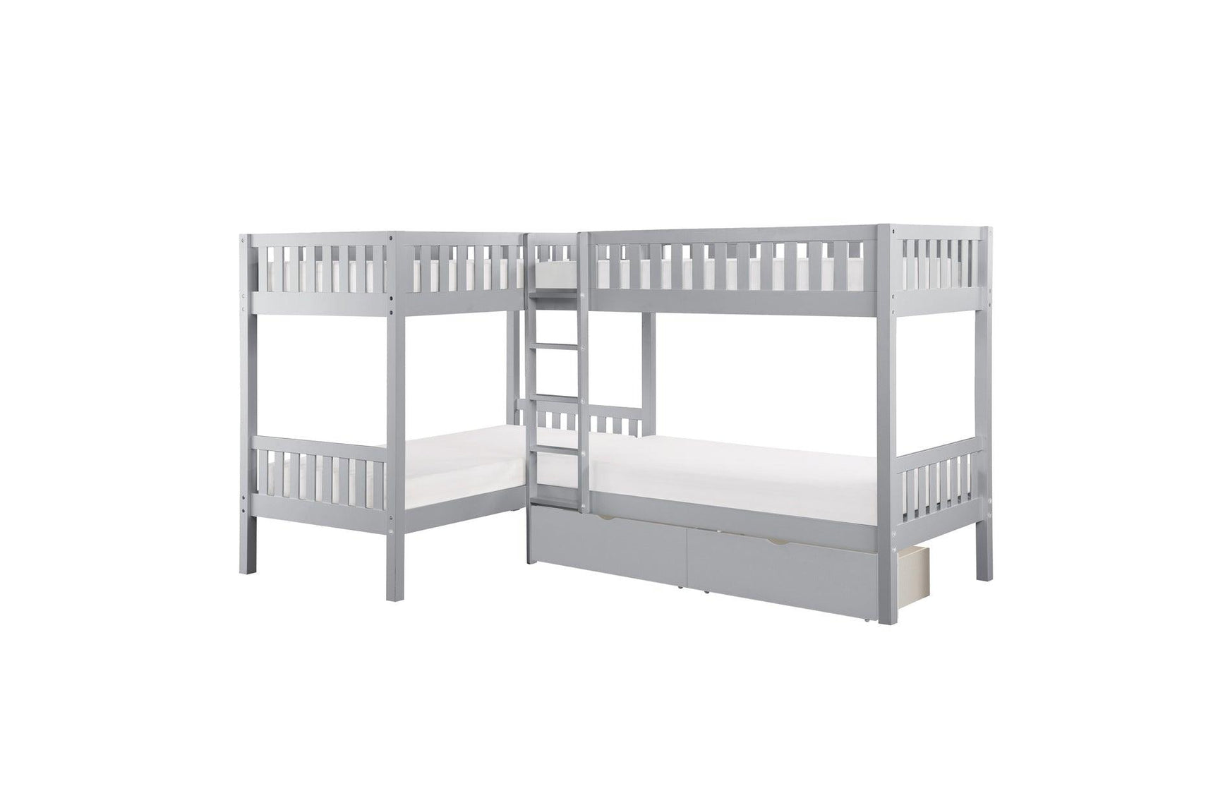 Orion Gray modern four corner twin bed youth bedroom set overall perspective