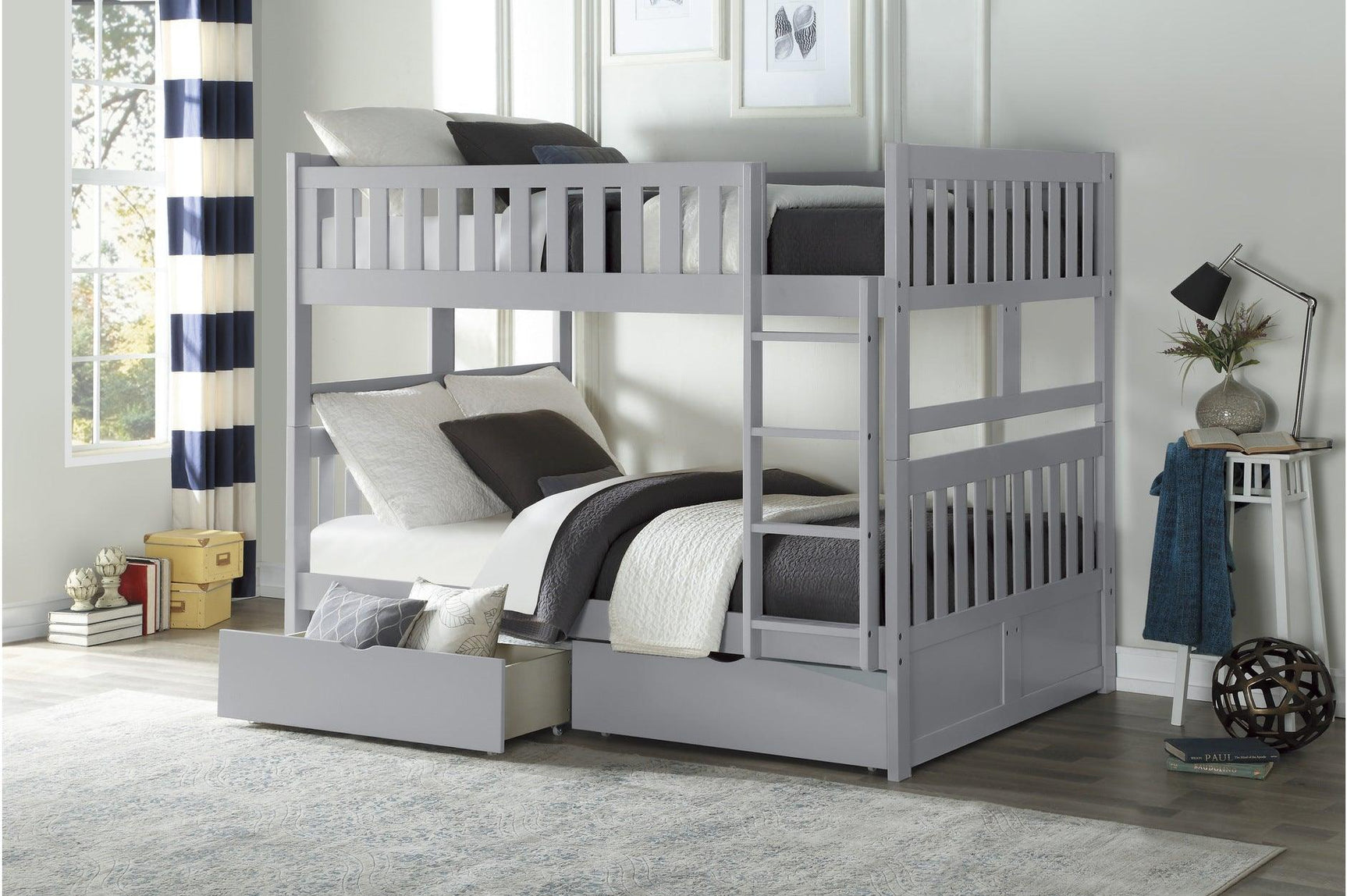 Orion Gray twin over twin bunk bed detail
