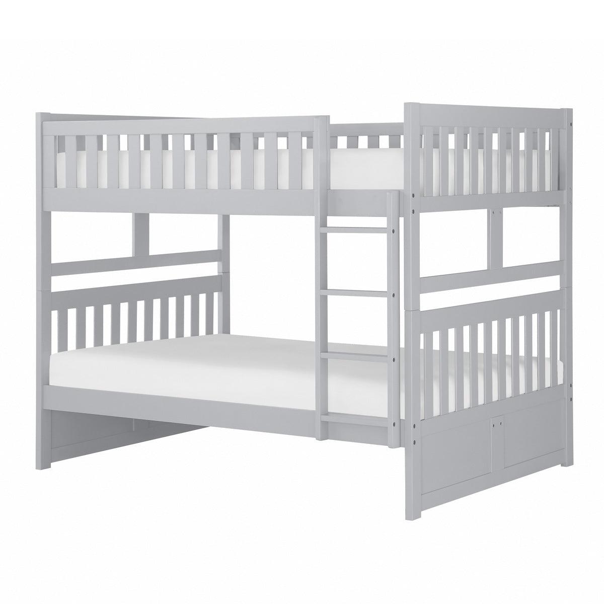 Orion Gray Full Over Full Bunk Bed side angle showing ladder