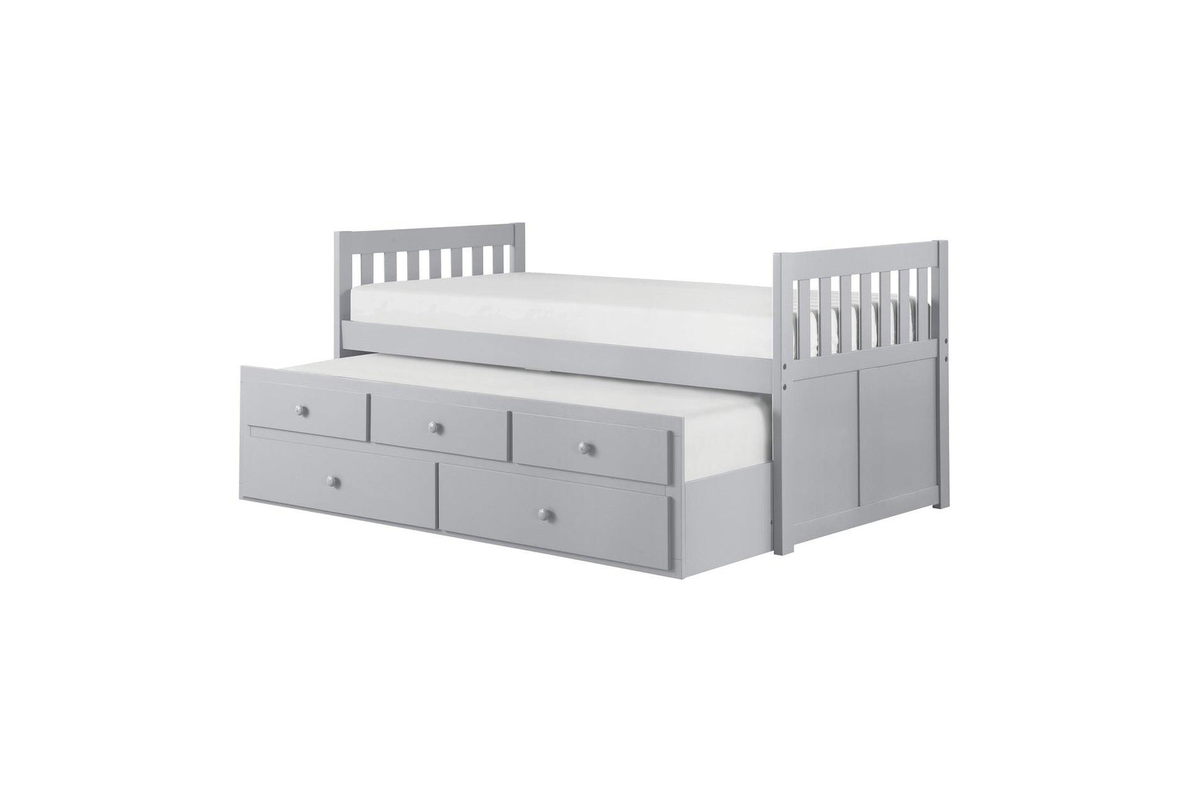 Orion Gray Storage Bed close-up side view