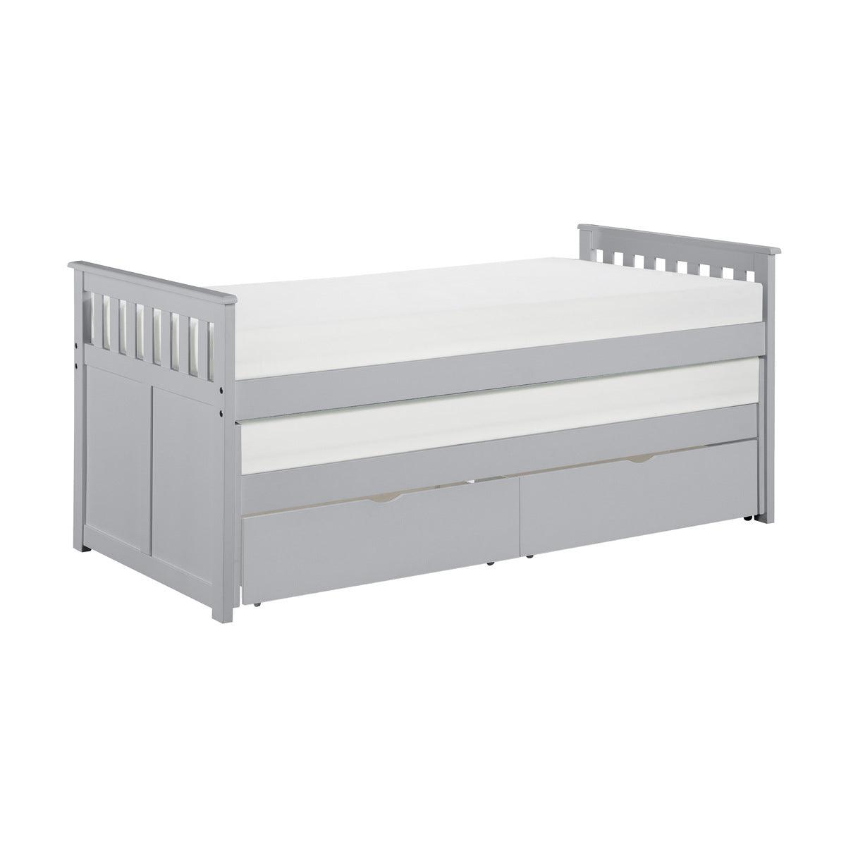 Side view of Orion Gray Twin Over Twin Storage Bed