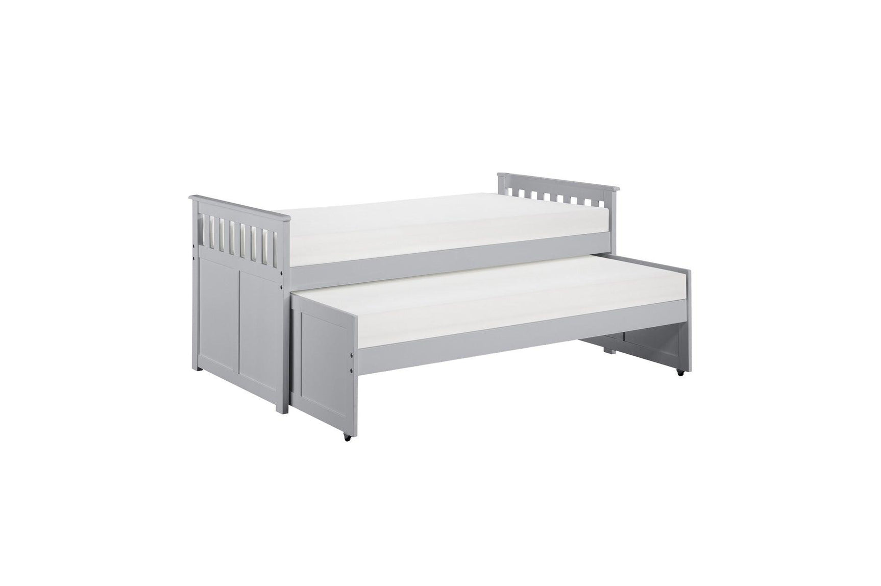 Open under-bed toyboxes under Orion twin-over-twin bed