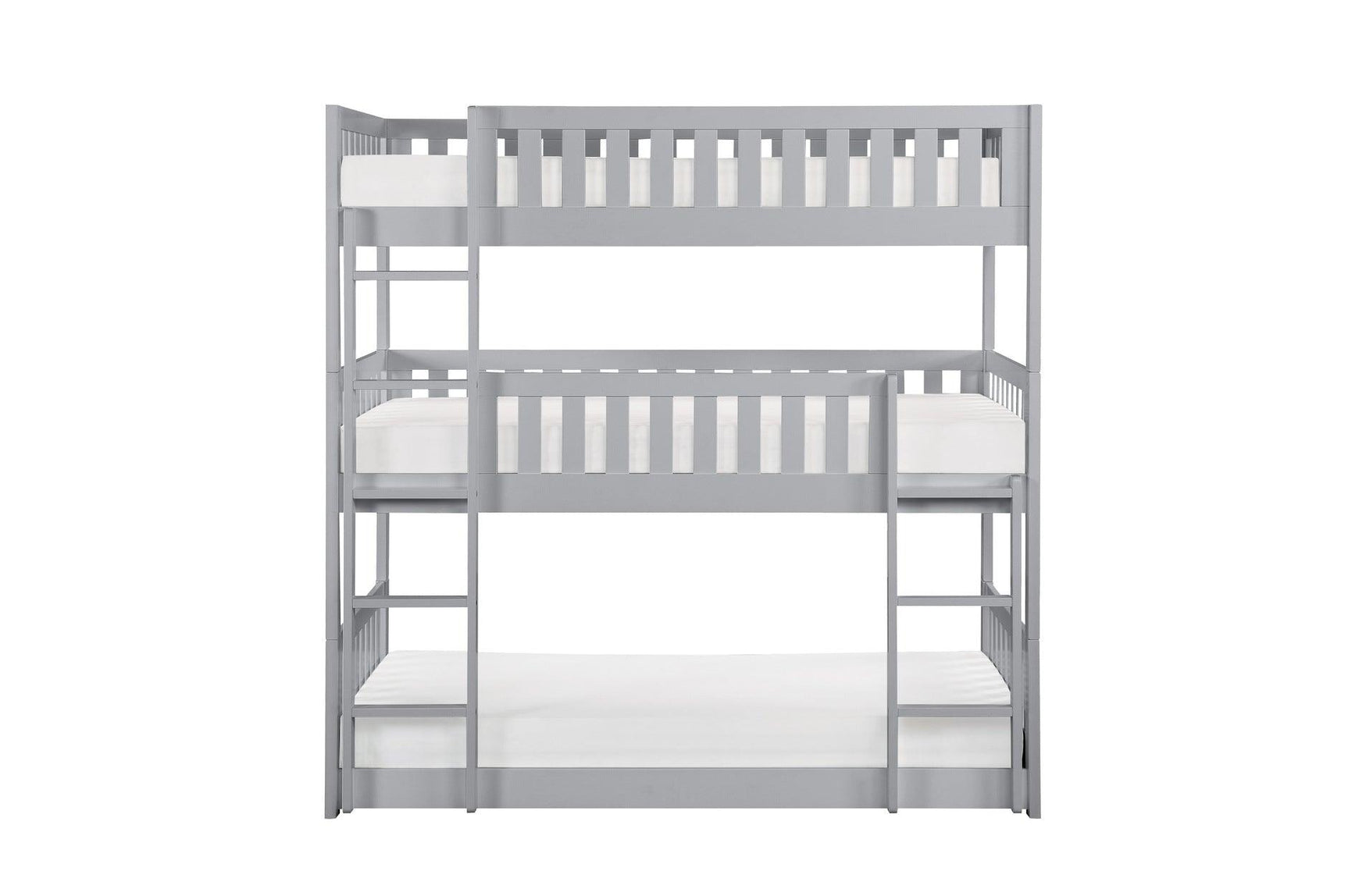 Side view of Orion Gray Youth Triple Twin Bunkbed