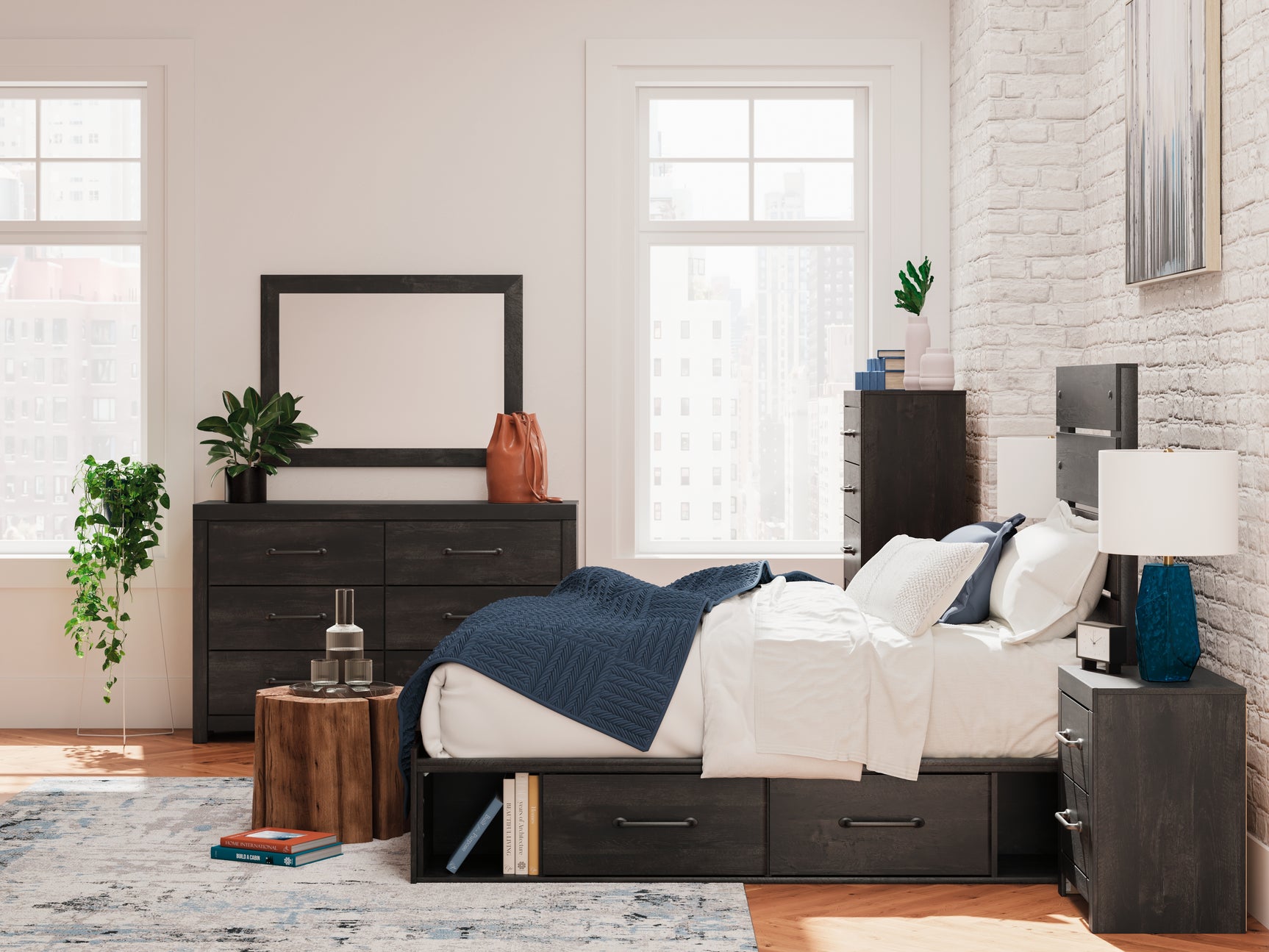 Decorative setup with Hollivern twin panel bed