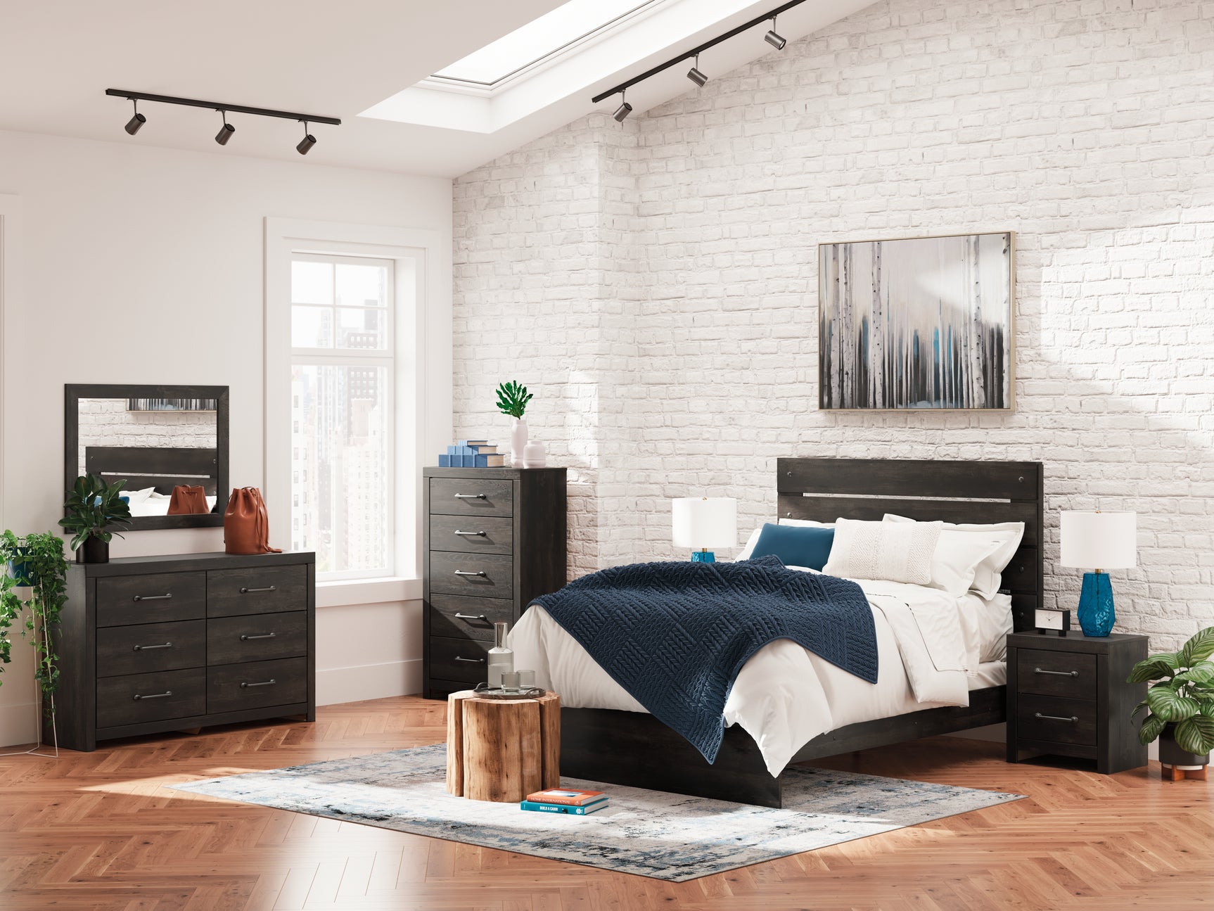 Styled bedroom with Hollivern Queen Panel Bed