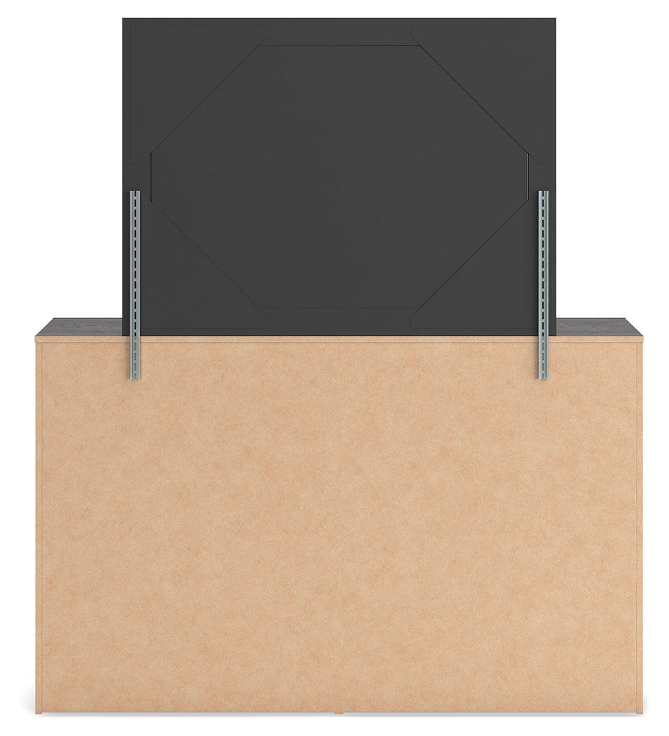 Back view of dresser and mirror attachment
