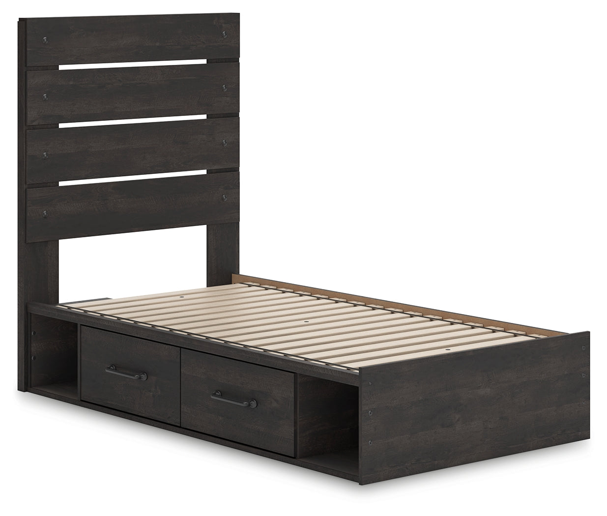 Hollivern Dark Gray Twin Bed angled view