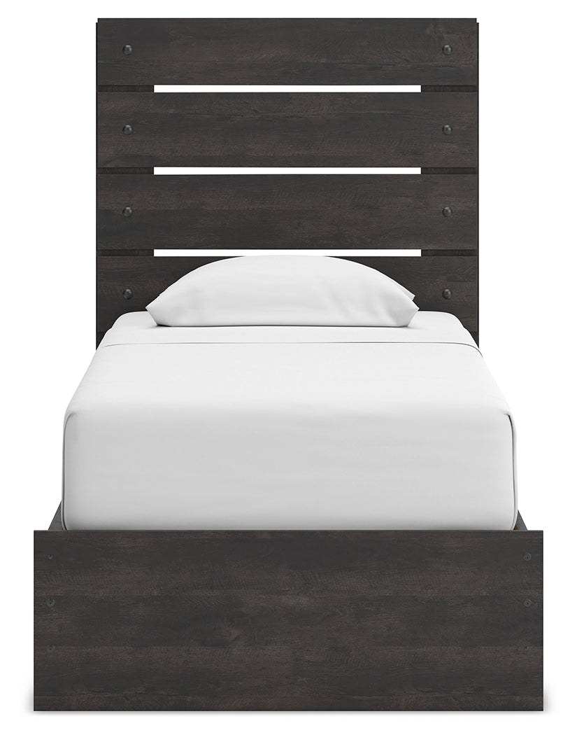 Hollivern Dark Gray Twin Bed back view