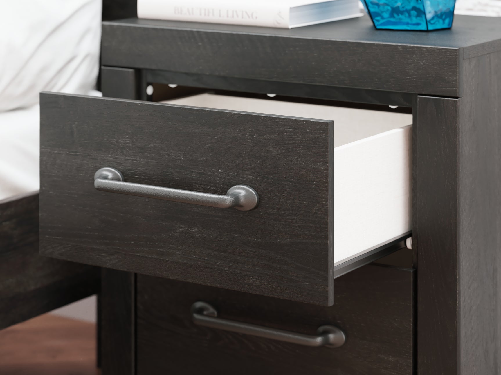 Close-up detail of drawer interior lining