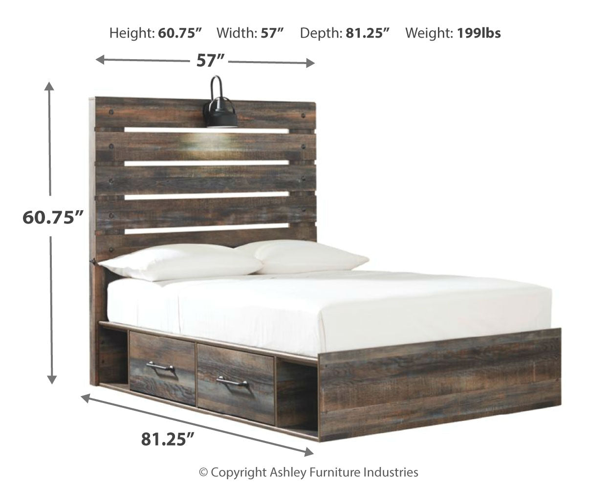 Drystan Full Panel Bed styled in bedroom setting