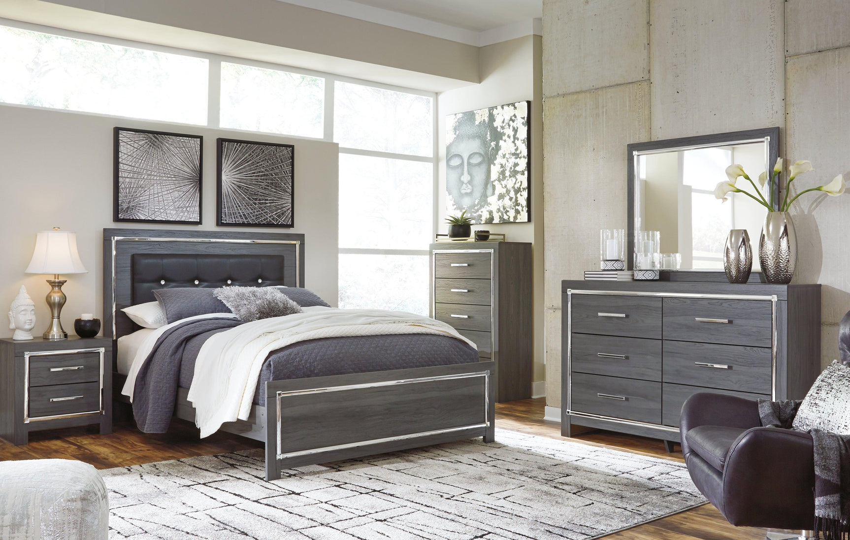 Lodanna Dresser drawer interior lined with faux linen