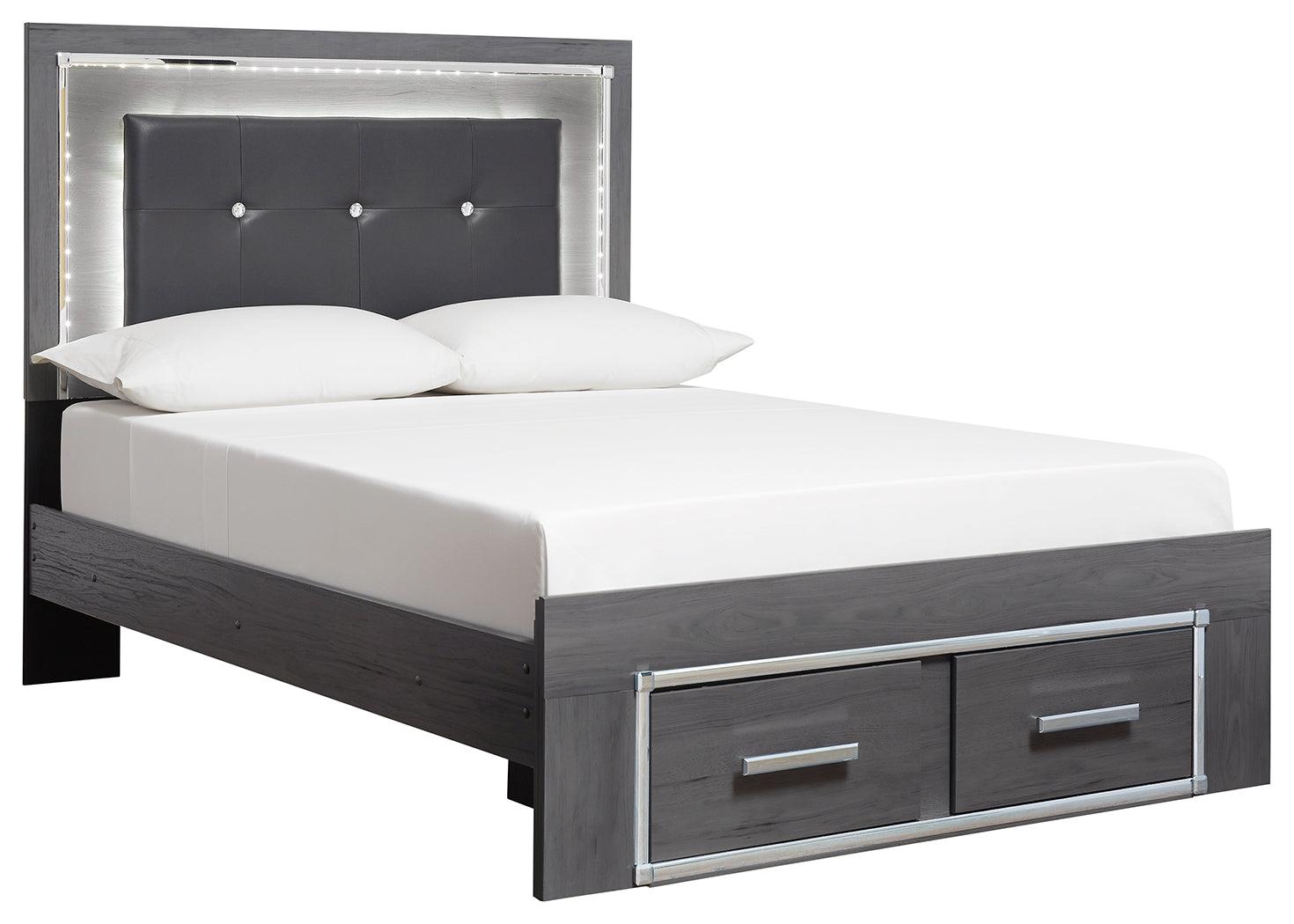 Lodanna Gray Full Panel Bed angled side view