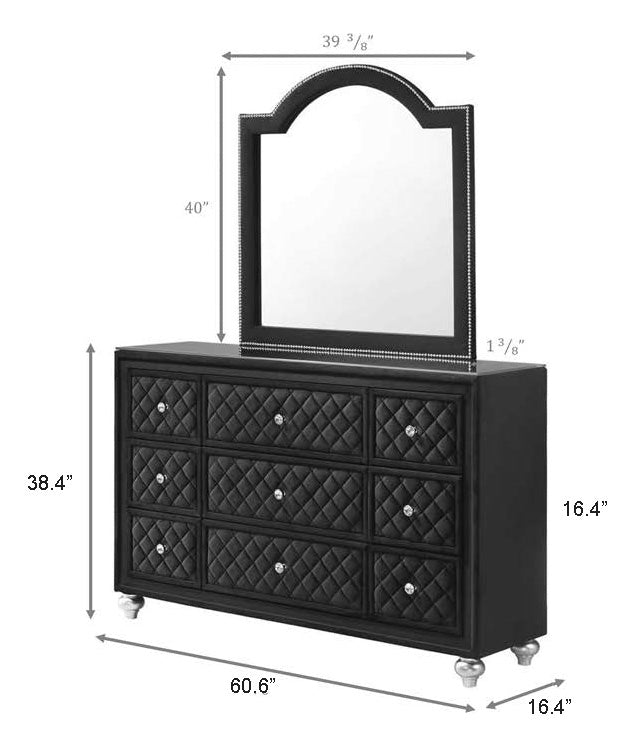 Main view of Cameo Black Upholstered Tufted Panel Bedroom Set bed