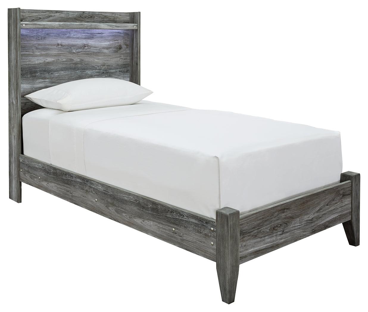 Baystorm Gray Twin Panel Bed - Side view showing headboard