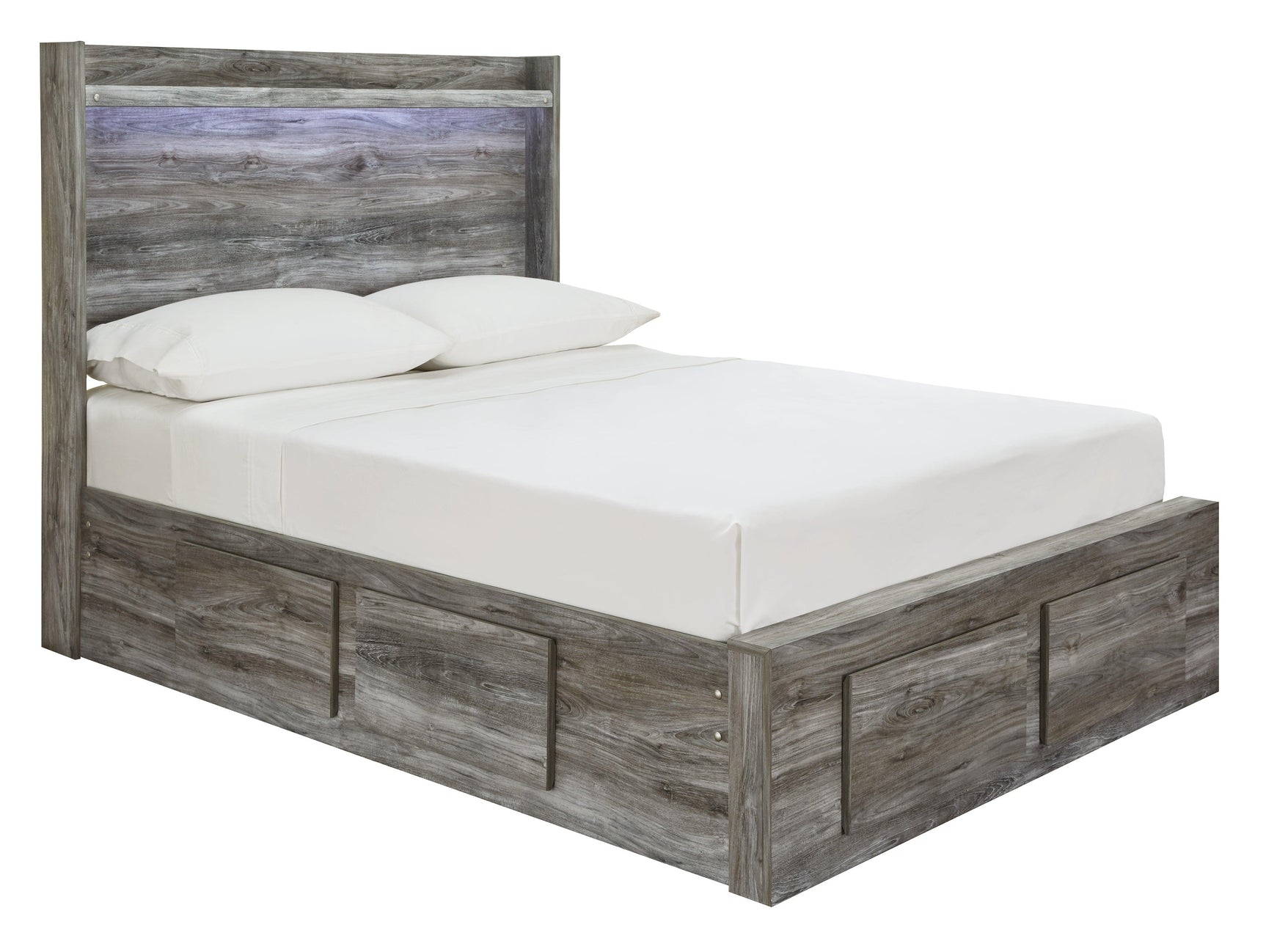 Baystorm Gray Full Panel Bed angled side view