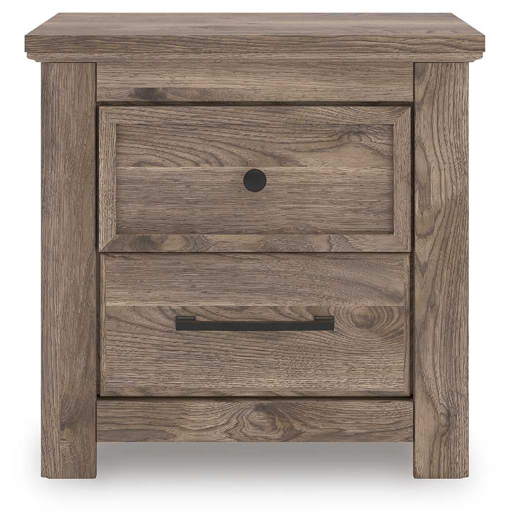 Rusticott Brown Nightstand alternate angle showing side and top