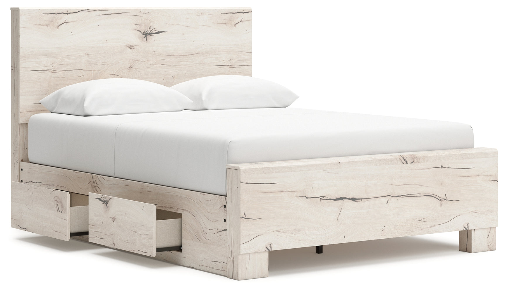 Lawroy Light Natural Queen Panel Bed angled view