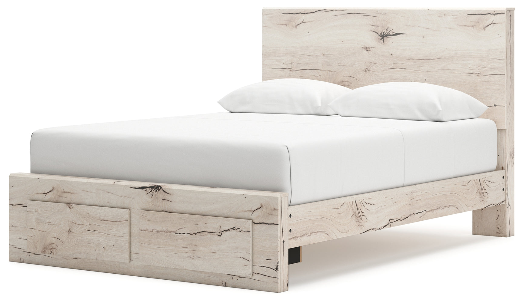 Lawroy queen panel storage bed in rustic white finish