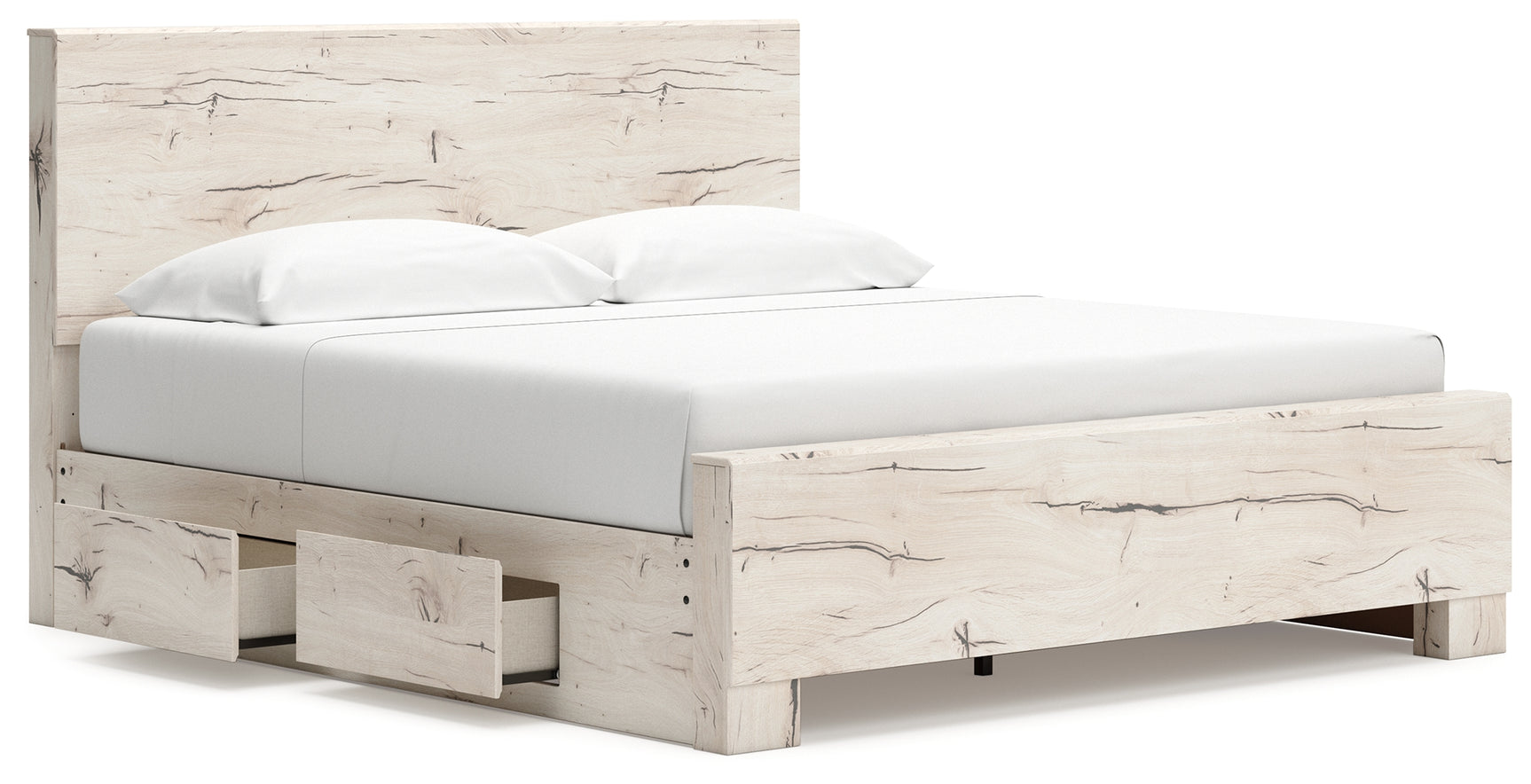 Close-up of panel headboard with reclaimed oak grain texture