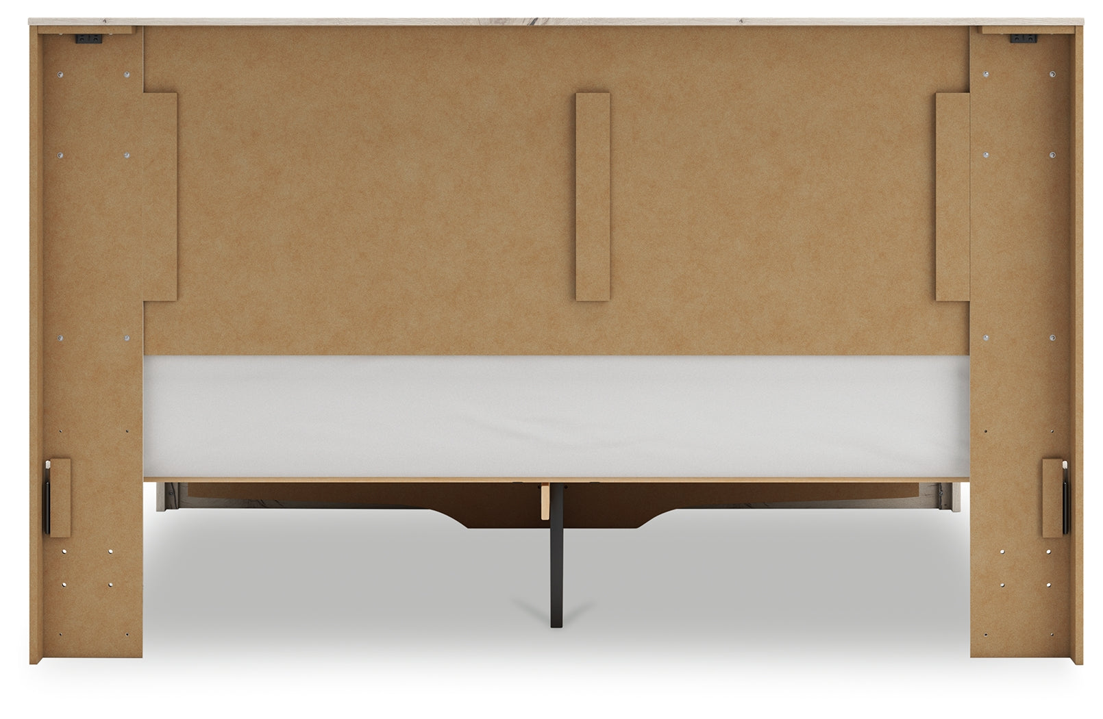 Back view of Lawroy Light Natural King Panel Storage Bed