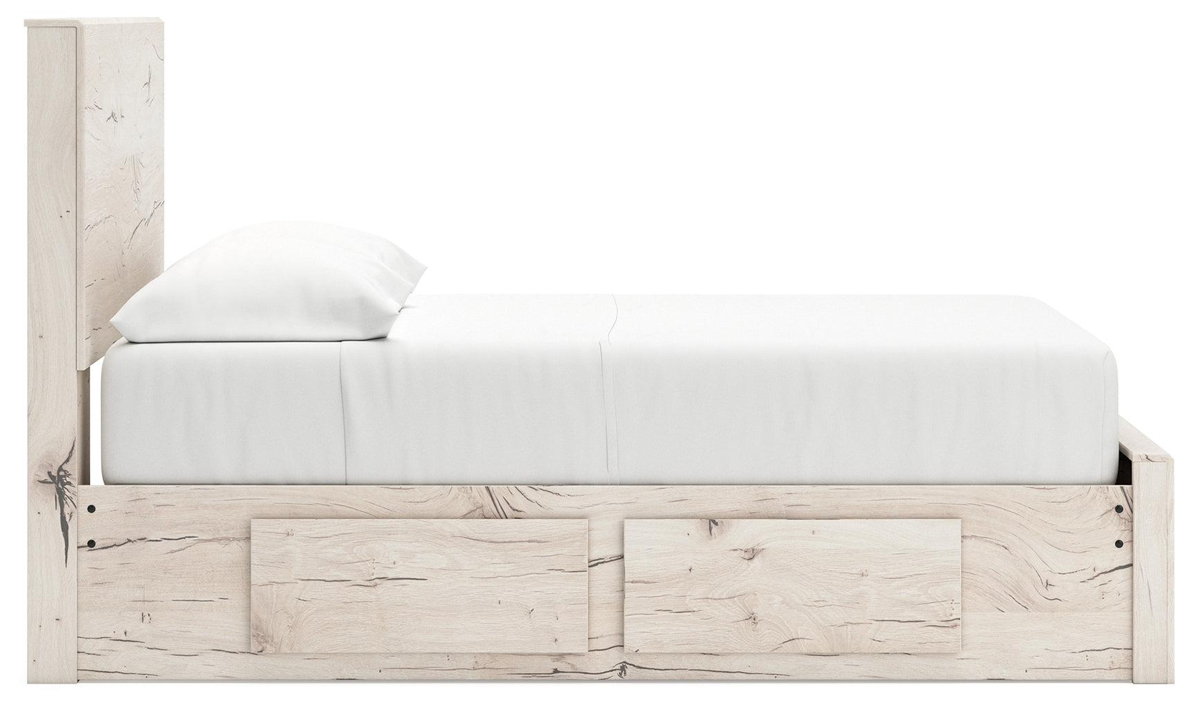 Lawroy Light Natural Full Panel Storage Bed in light natural oak finish