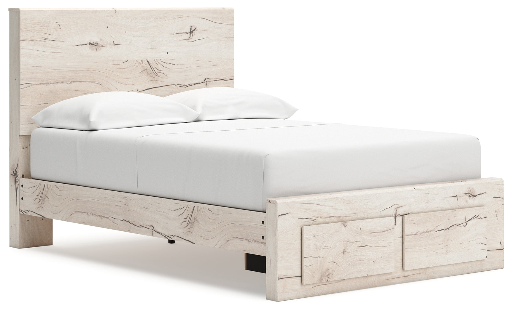 Lawroy full panel storage bed, side angle view
