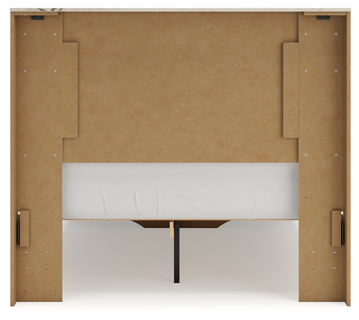 Lawroy Light Natural Full Panel Storage Bed in light natural oak finish