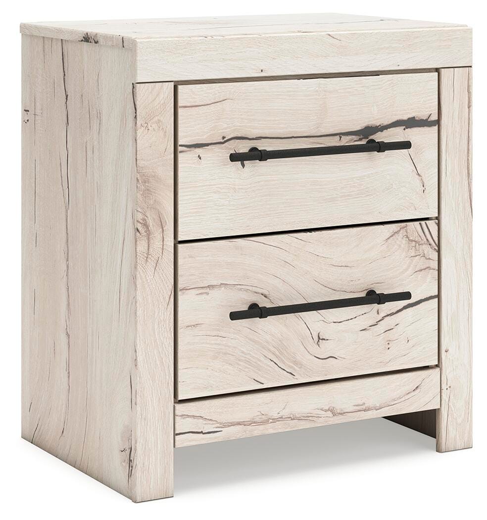 Lawroy Light Natural Panel Storage Bedroom Set 4 angled view