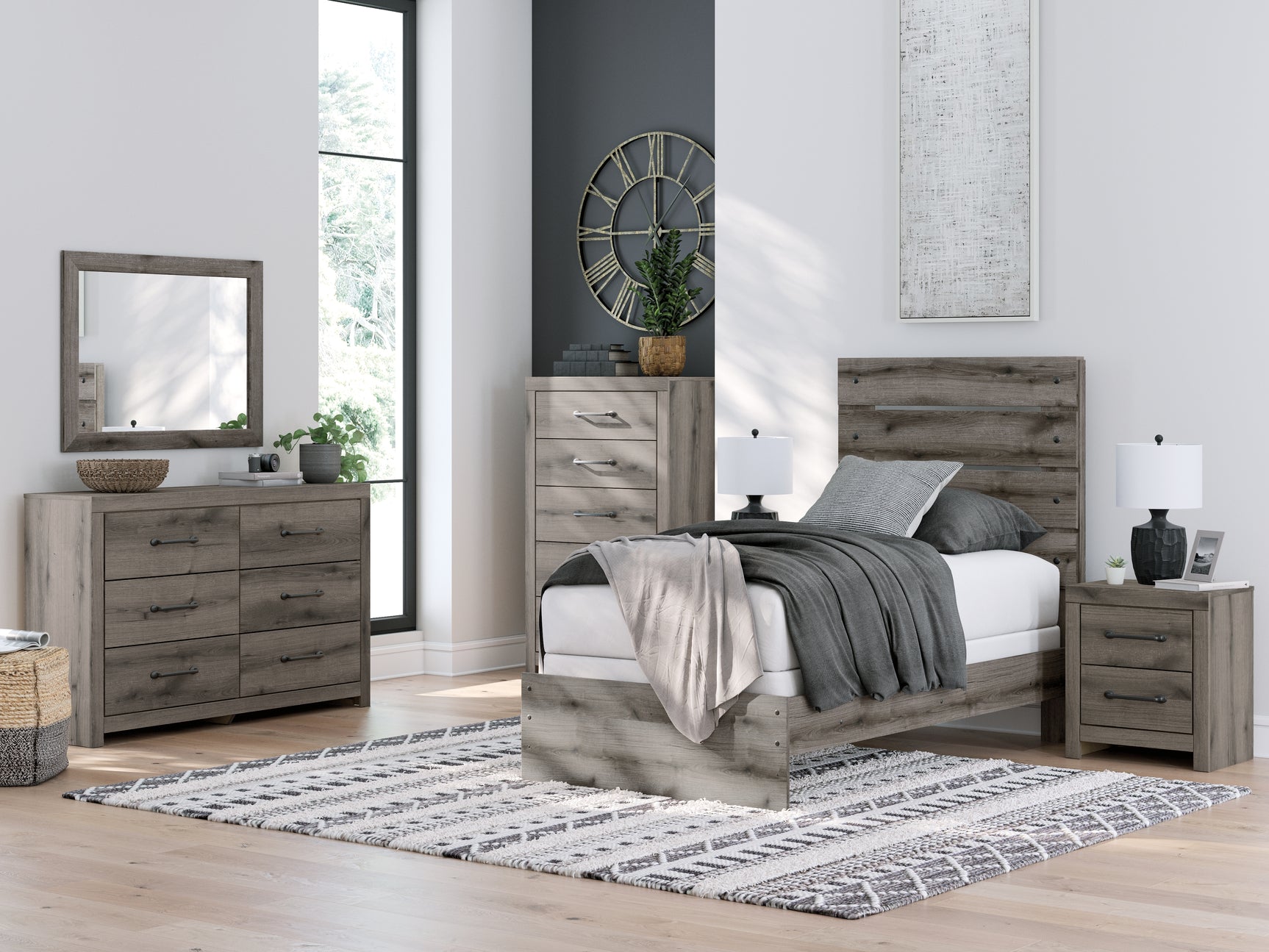 Graystorm Brown Gray Twin Panel Bed full profile