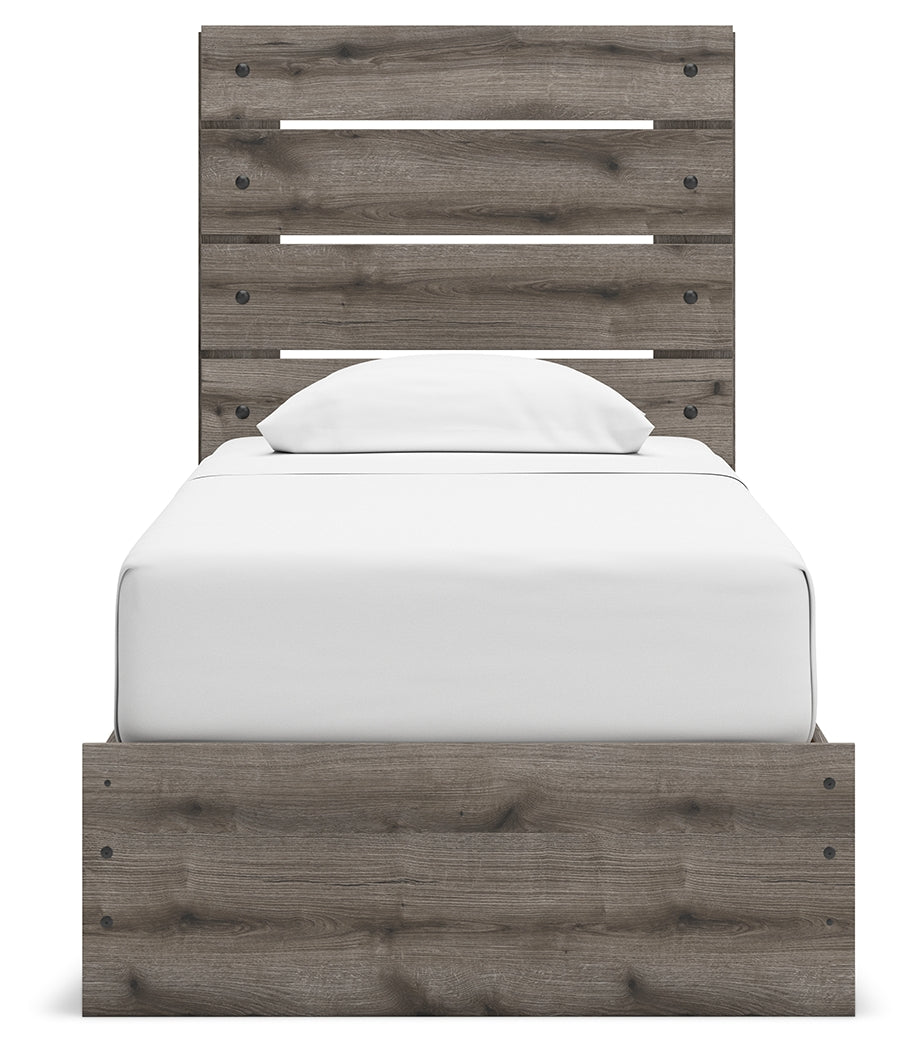 Graystorm twin panel storage bed rails and roll slats detail