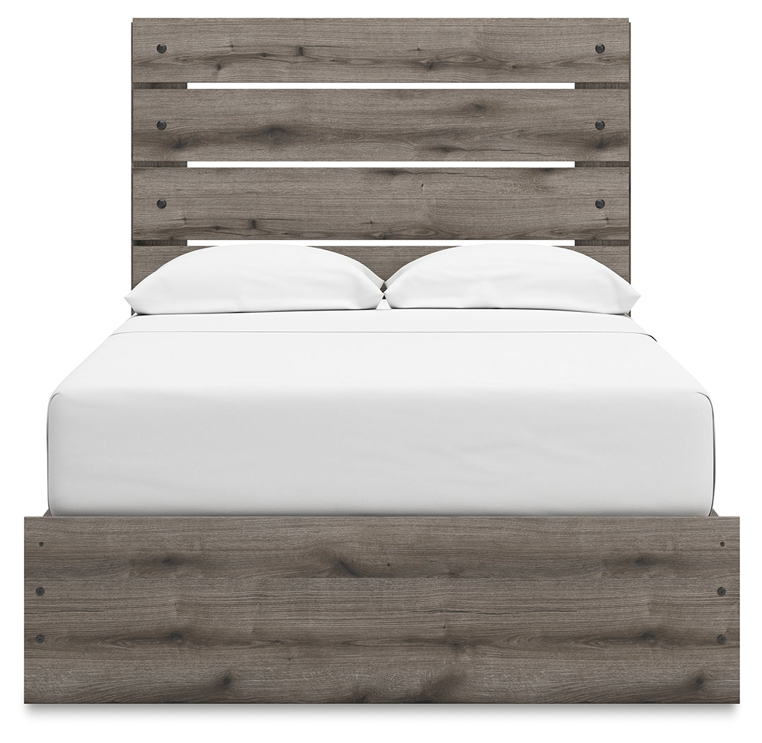 Back view of Graystorm Full Panel Bed highlighting engineered wood construction