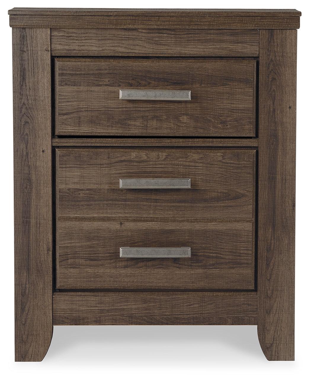 Side view of Juararo Dark Brown Nightstand showing drawer detail