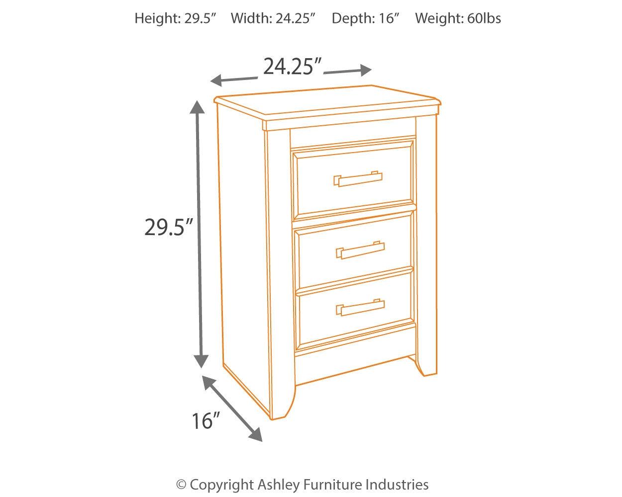 Juararo Nightstand dimensions drawing