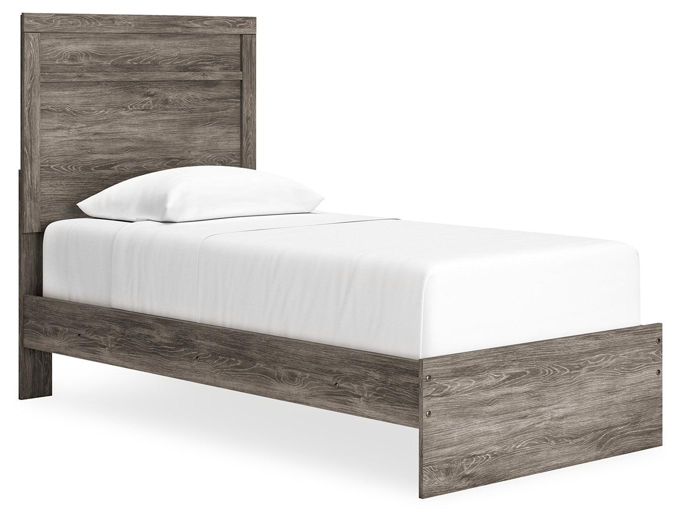 Ralinksi Gray Twin Panel Bed side angle view