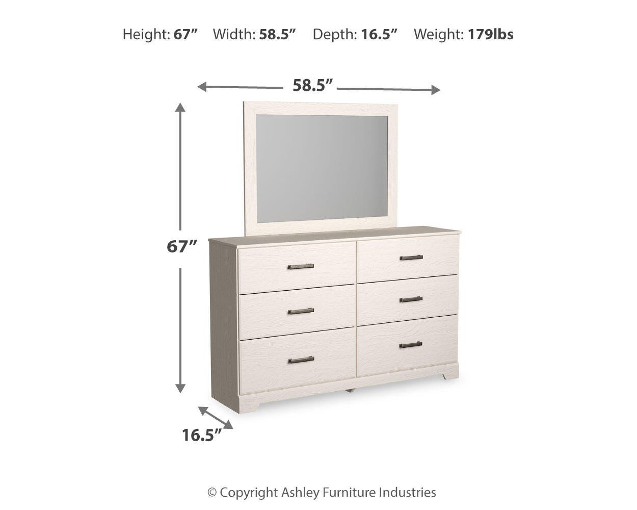 Stelsie White Panel Bedroom Set dimension view