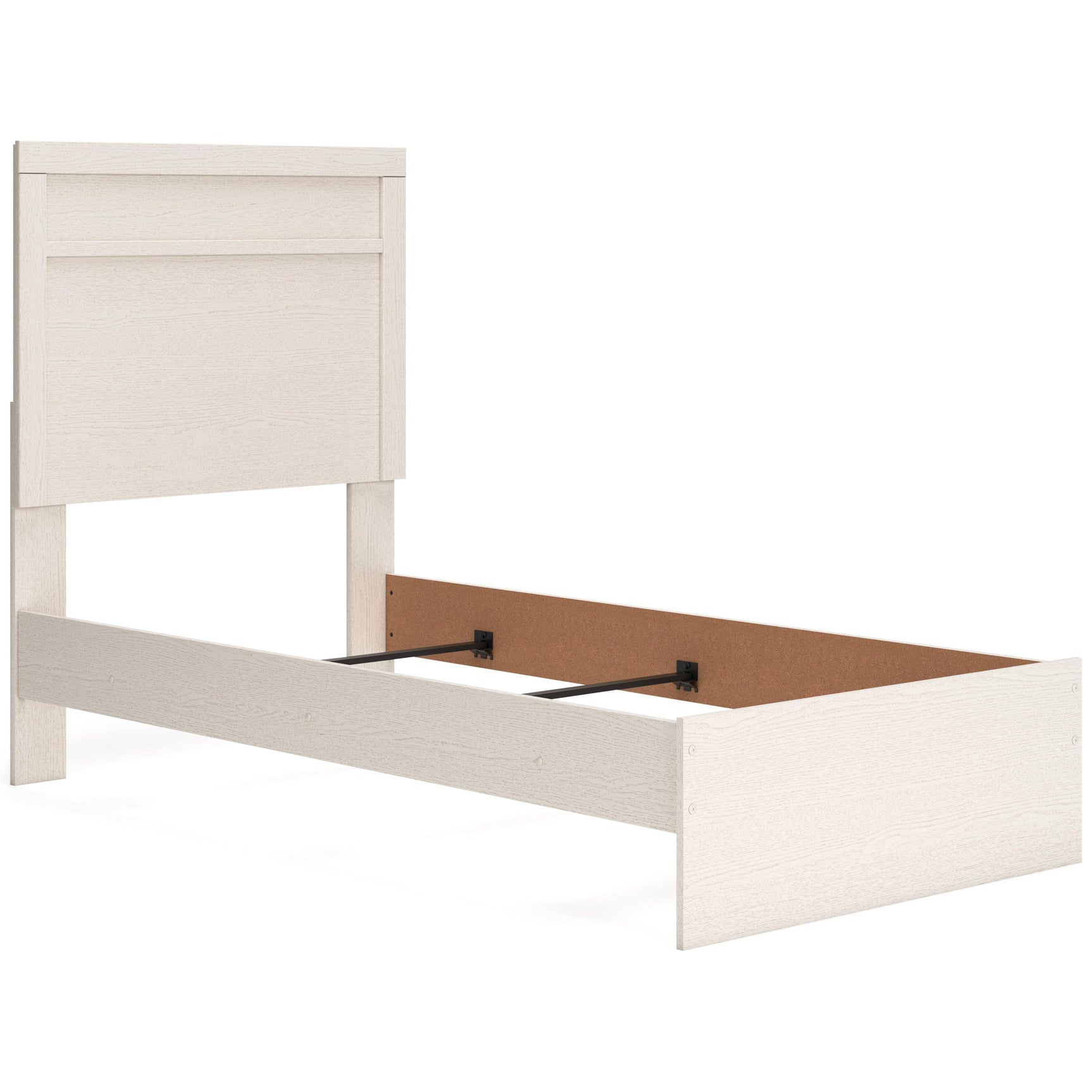 Head-on view of Stelsie White Twin Panel Bed