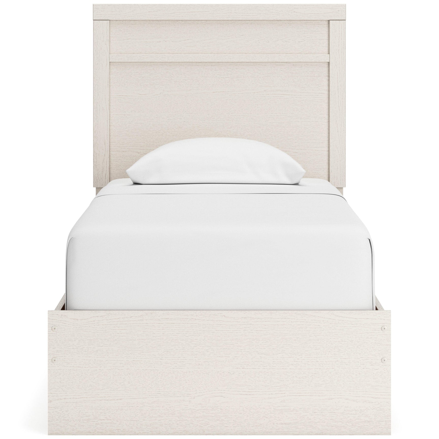 Rear view of Stelsie White Twin Panel Bed