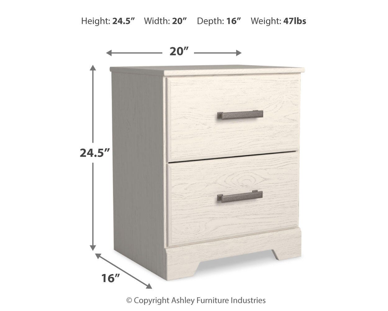 Stelsie White Panel Bedroom Set dimension view