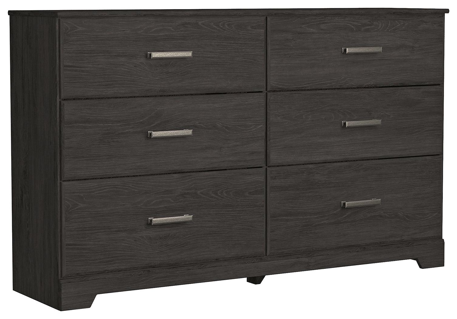 Belachime Black Dresser closed drawers angled view