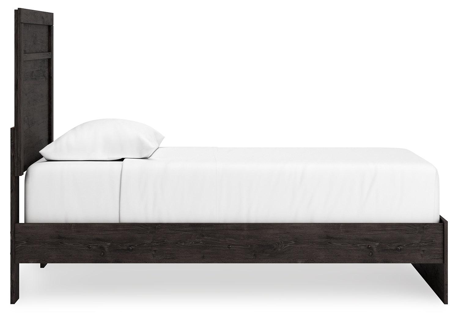 Belachime Black Twin Panel Bed side view