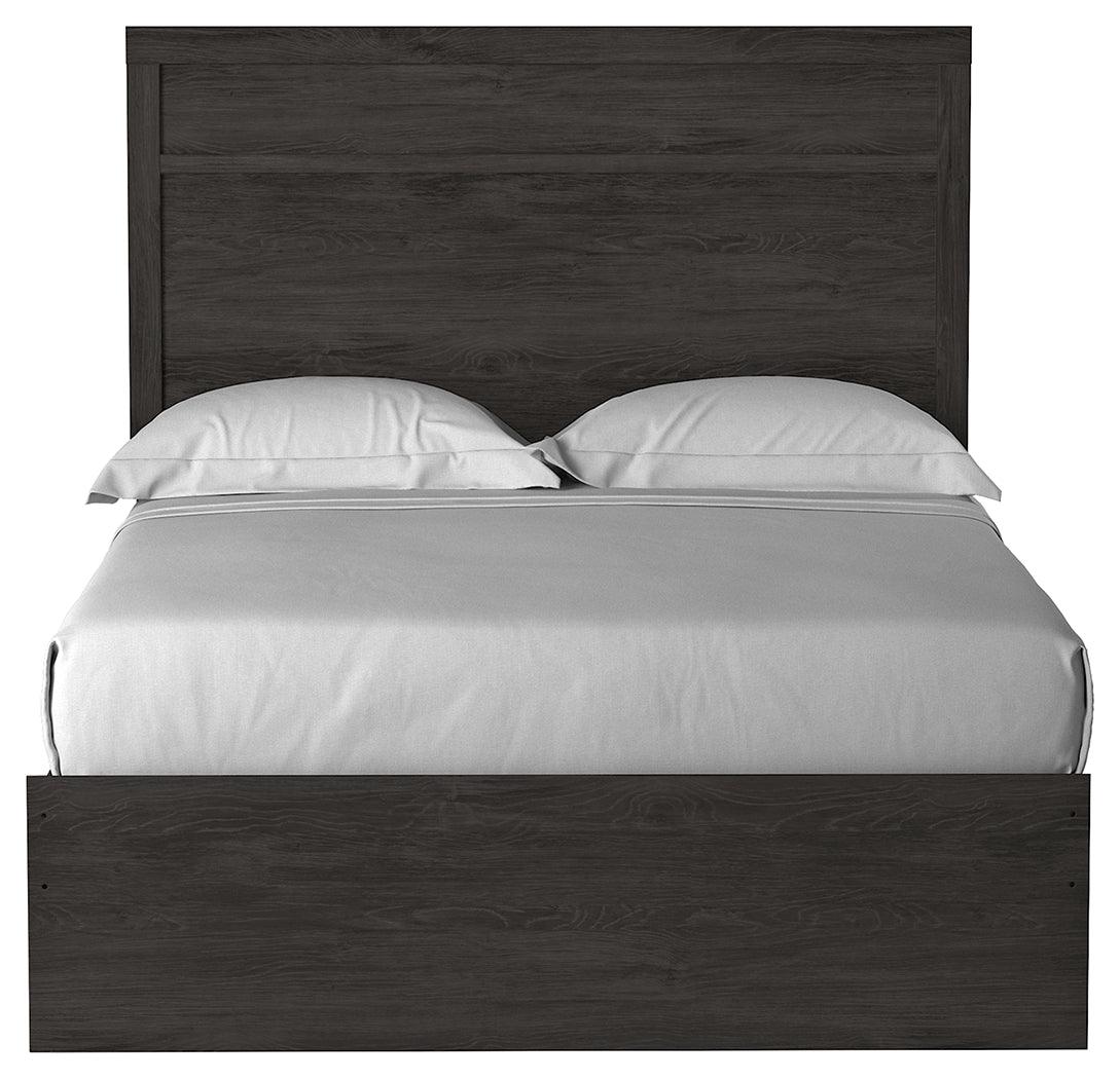 Belachime Black Full Panel Bed headboard close-up