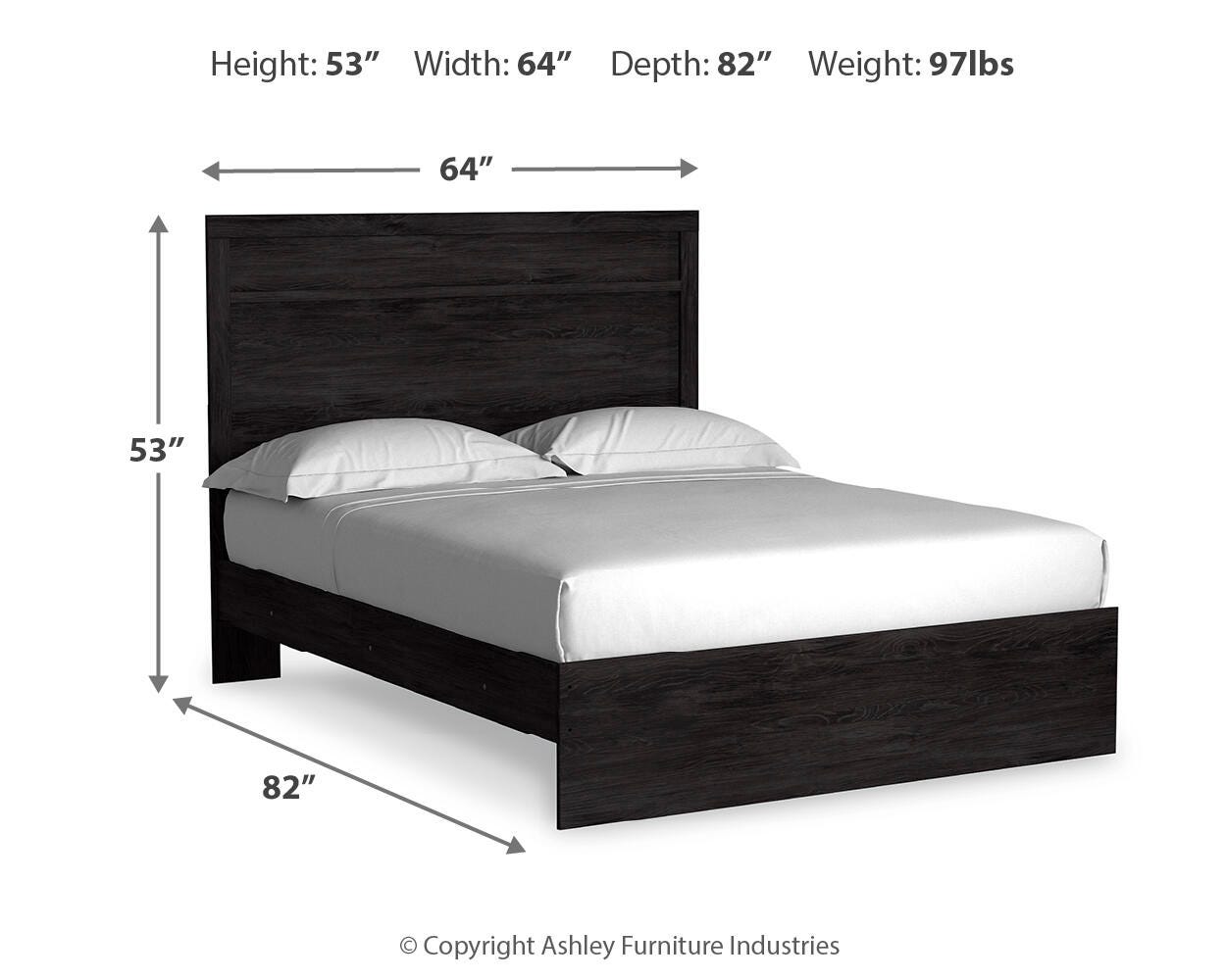 Belachime Charcoal Panel Bedroom Set dimension view