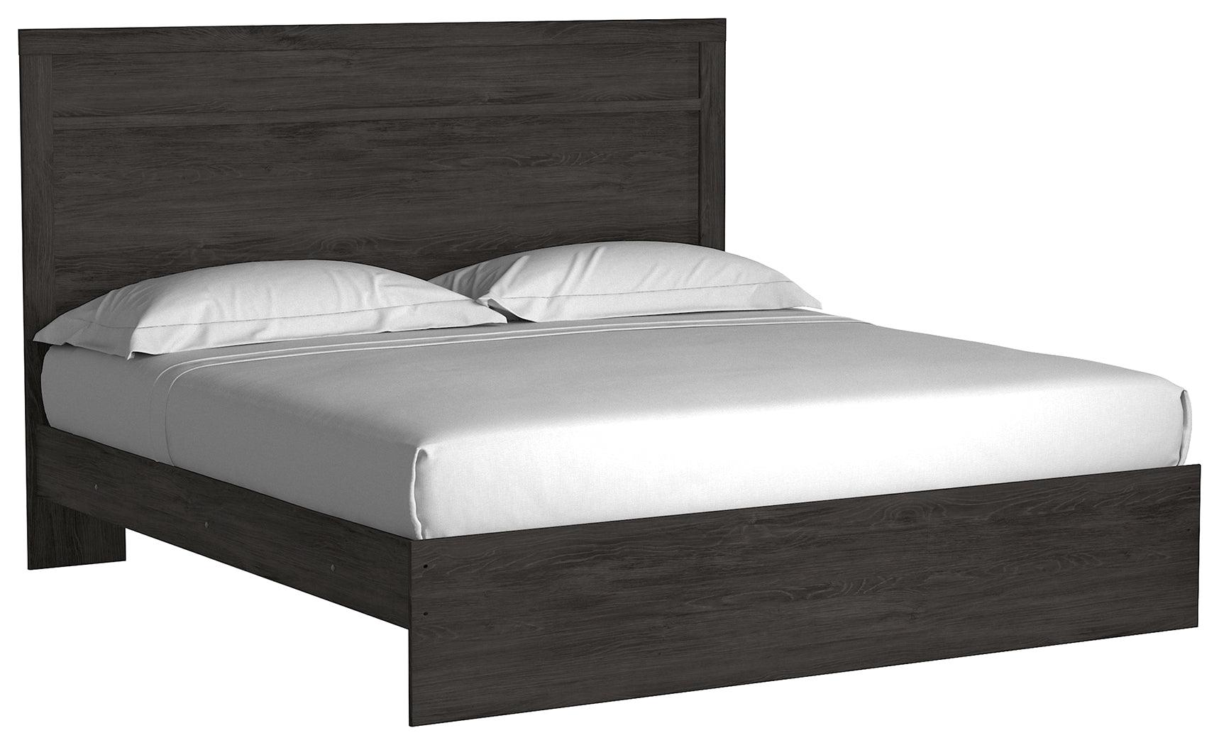 Belachime Black King Panel Bed side angle