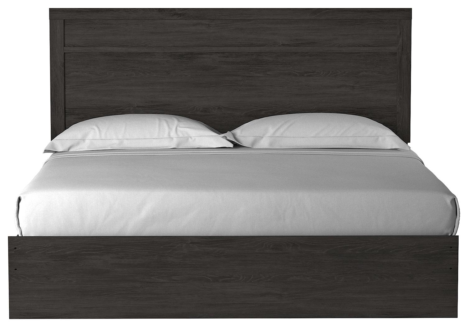 Belachime Black King Panel Bed headboard detail