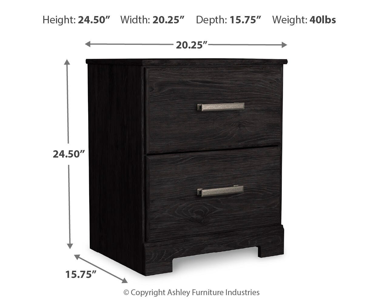 Belachime Charcoal Panel Bedroom Set dimension view