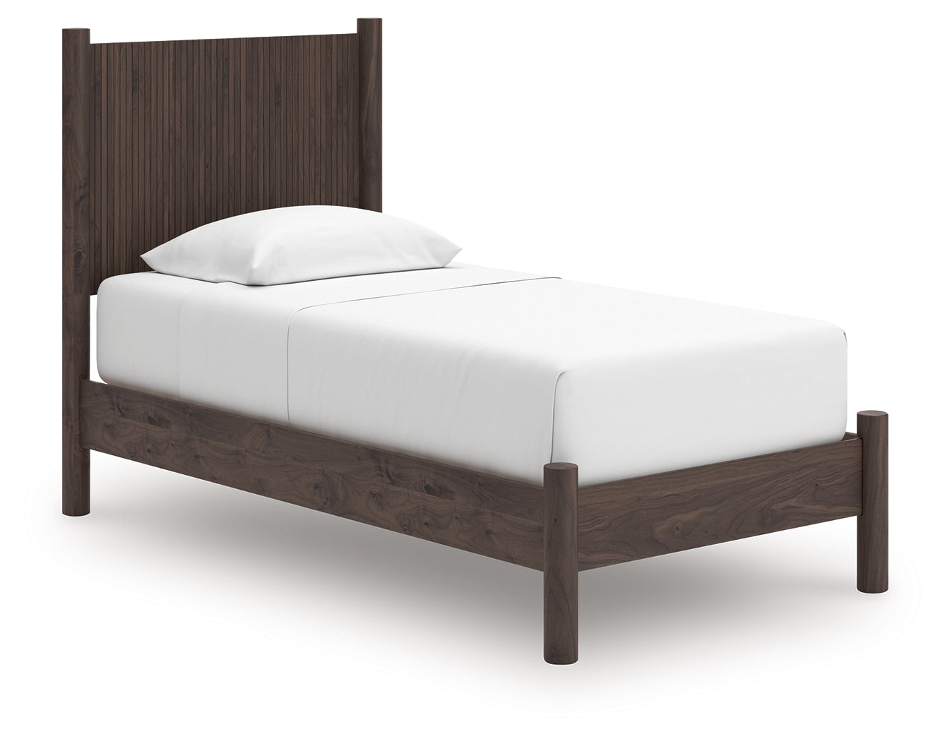 Close-up of headboard with reeded accents